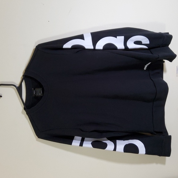 Adidas black long sleeves boy's sweat shirt Size M - Picture 1 of 7